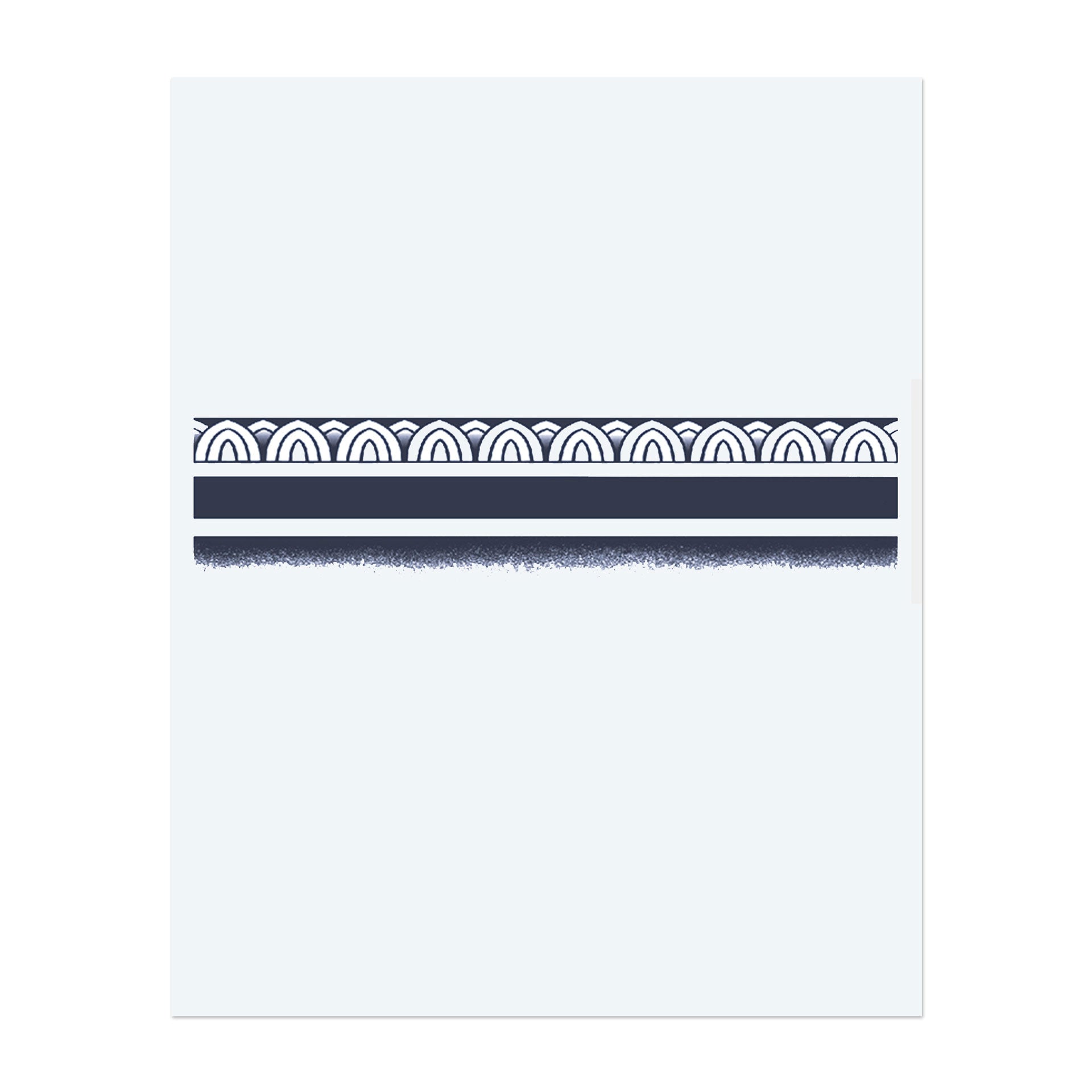 Ein elegantes Band-Design mit wiederholten Bögen oben und klaren Linien, die ein Gefühl der Balance erzeugen. Dieses Tattoo symbolisiert Harmonie, Struktur und Fluss und kombiniert Minimaliste geometrische Elemente mit einem Gefühl von Bewegung.