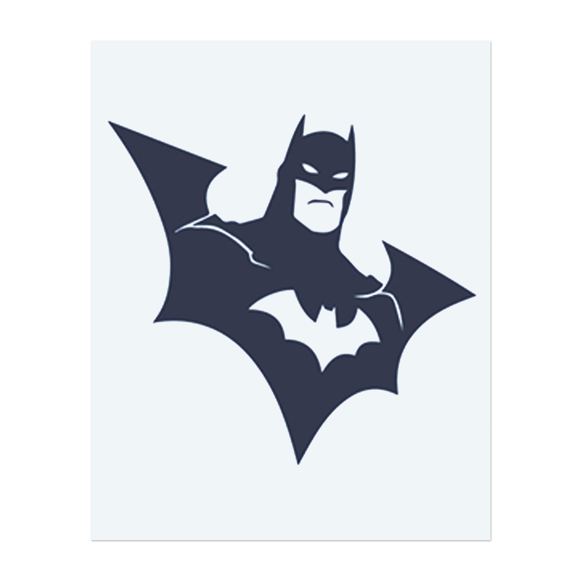 Die ikonische Silhouette von Batman in Form einer Fledermaus, die Stärke und Geheimnis ausstrahlt. Dieses Tattoo symbolisiert Gerechtigkeit, Mut und den Kampf für das Richtige, ideal für diejenigen, die ihren inneren Helden umarmen.