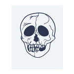 Ein klassischer Totenschädel mit grundlegenden Merkmalen. Er repräsentiert Sterblichkeit oder ein Symbol der Rebellion. Ein schlichtes und ikonisches Design.