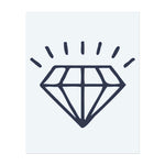 Ein einfacher Diamant mit strahlenden Linien darüber. Er repräsentiert Brillanz, Wert oder ein Symbol der Klarheit.