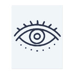 Ein stilisiertes Auge mit Wimpern und Punkten darunter. Es repräsentiert Wahrnehmung, Bewusstsein oder Intuition.