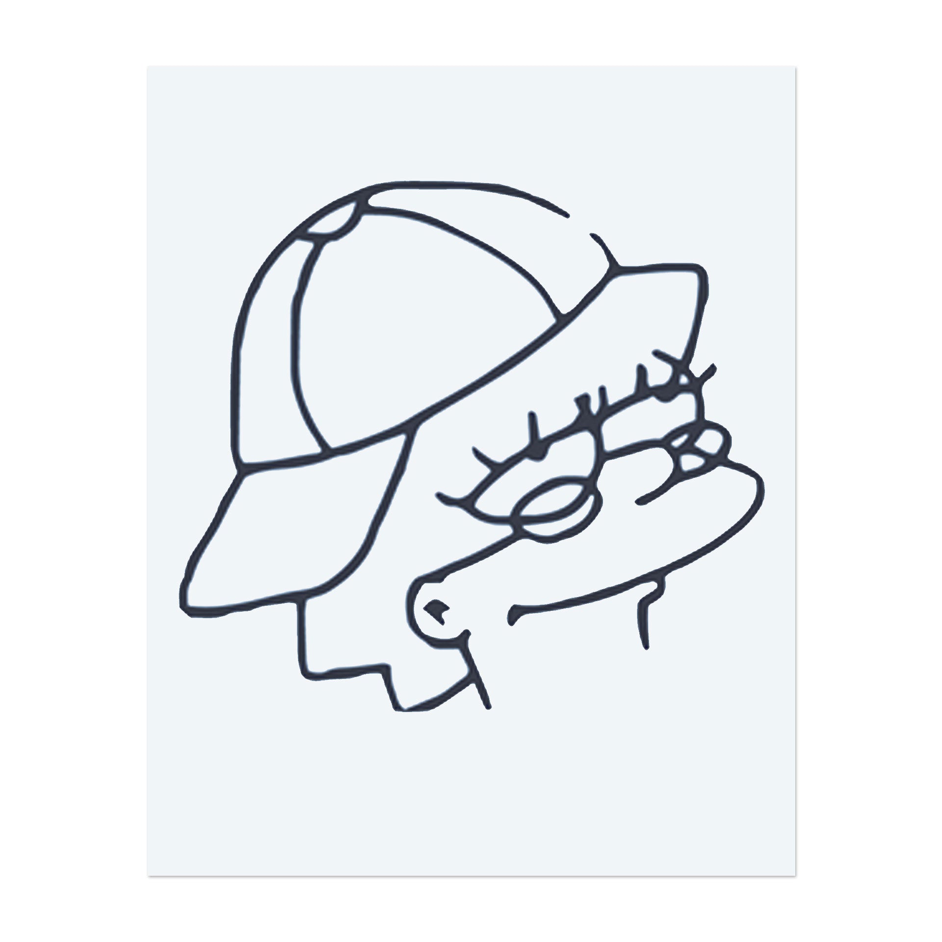 Lisa Simpson mit einer Kappe, im einfachen Linienstil. Es repräsentiert Kindheitserinnerungen, Popkultur oder eine spezifische Charakterreferenz.