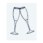 Two champagne glasses clinking together. Represents celebration, partnership, or a moment of joy. A simple and elegant design.