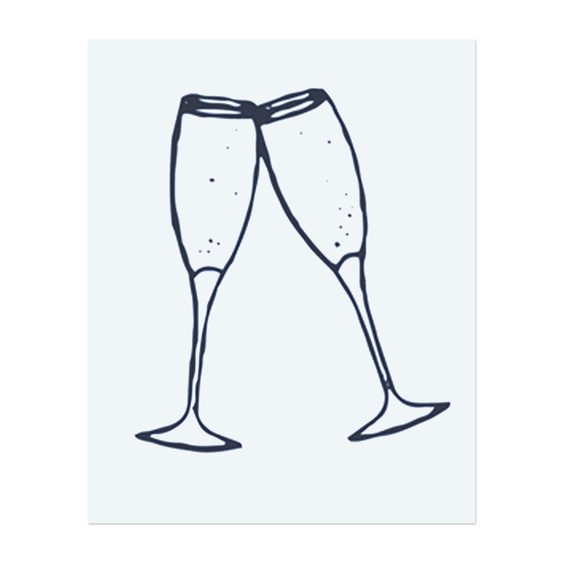 Two champagne glasses clinking together. Represents celebration, partnership, or a moment of joy. A simple and elegant design.