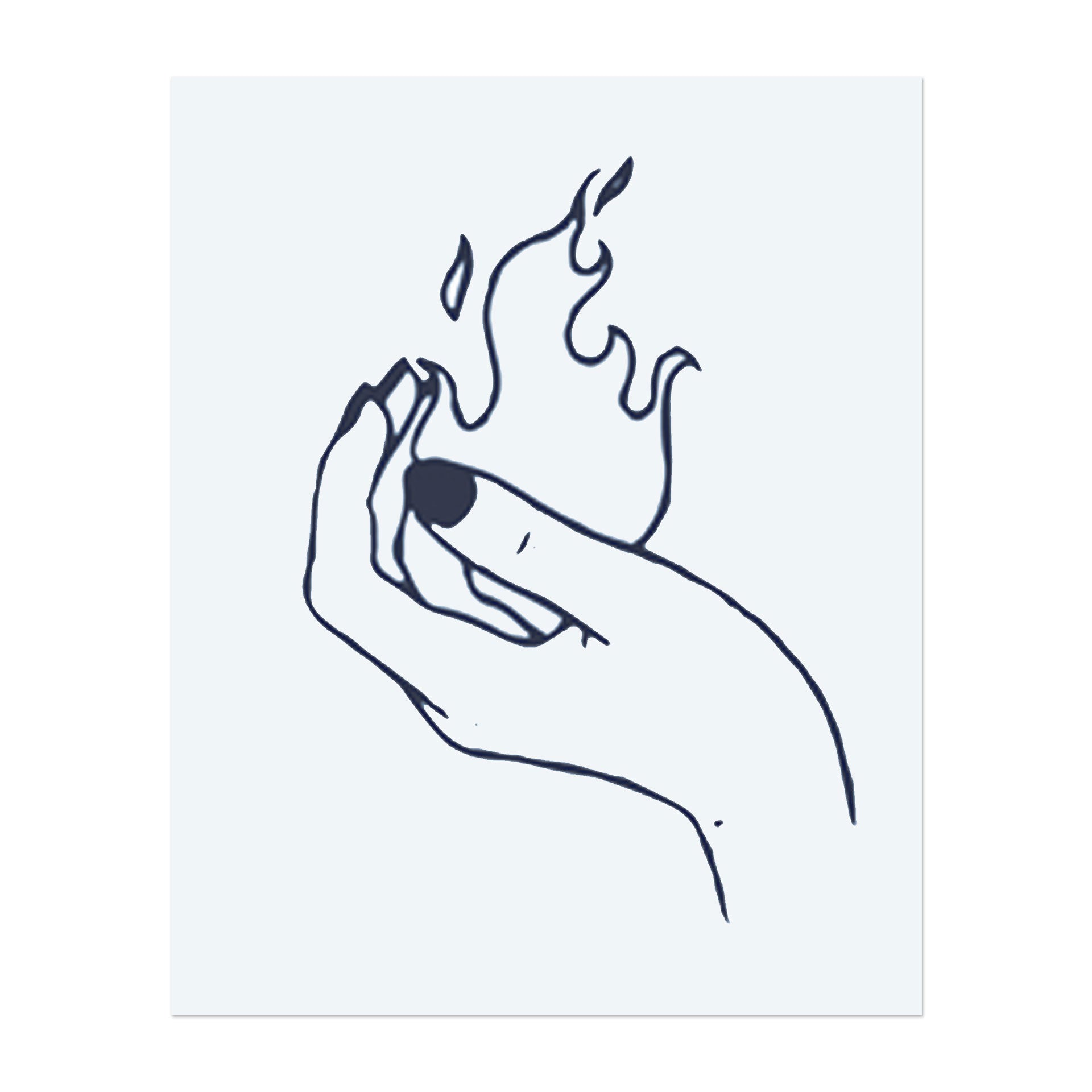 Eine Hand, die eine kleine Flamme hält. Es repräsentiert Leidenschaft, Kreativität oder die Macht einer Idee.