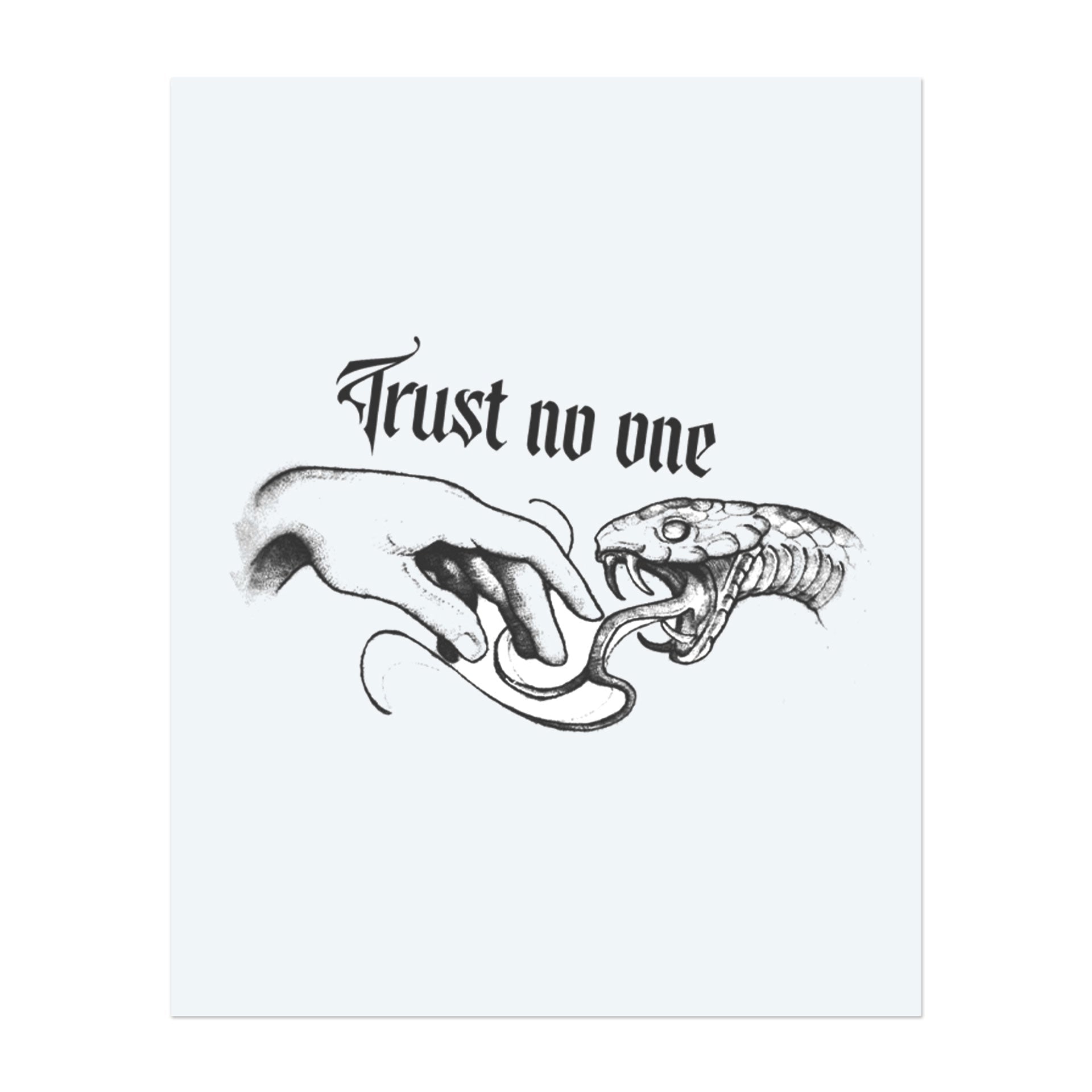A striking and symbolic design featuring Gothic lettering, an outstretched hand, and a snake poised to attack. This coin conveys a powerful message of caution and betrayal with dramatic visual impact.</span></p>