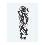 This elegant tribal tattoo design features swirling, flame-like patterns and bold curves that create a dynamic, flowing motif. Its symmetry and intensity represent strength, primal instincts, and the timeless rhythm of movement and energy.