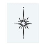 A celestial design connecting the sun and moon with a four-pointed star. The swirling rays and cosmic center convey balance and direction, making it a perfect symbol for inner guidance and cosmic energy.</span></p>