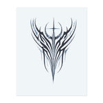 Ein kräftiges Tribal-Design mit scharfen Linien und Kurven, mit einem zentralen Kreuz an der Spitze. Dieses Tattoo vereint Stärke und spirituelle Energie und ist ein kraftvolles Symbol für Glauben, Schutz und Widerstandsfähigkeit.