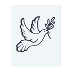 Eine anmutige Taube, die mit einem Olivenzweig im Schnabel fliegt. Dieses Tattoo symbolisiert Frieden, Hoffnung und Harmonie, perfekt für diejenigen, die Liebe und Positivität in die Welt verbreiten möchten.