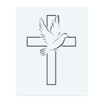 Eine Taube, die über einem Kreuz fliegt und Frieden, Spiritualität und Hoffnung symbolisiert. Dieses Tattoo repräsentiert Glauben, göttlichen Schutz und die Reise zu innerer Ruhe, ideal für diejenigen, die ihre Spiritualität und die Kraft des Friedens umarmen.